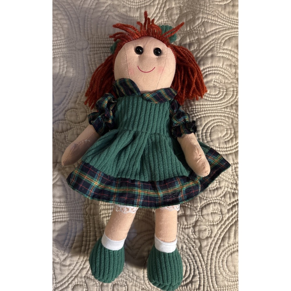 Irish Rag Dolls - Róisín. Beautiful Green Dress With Navy Blue Blouse Red Head